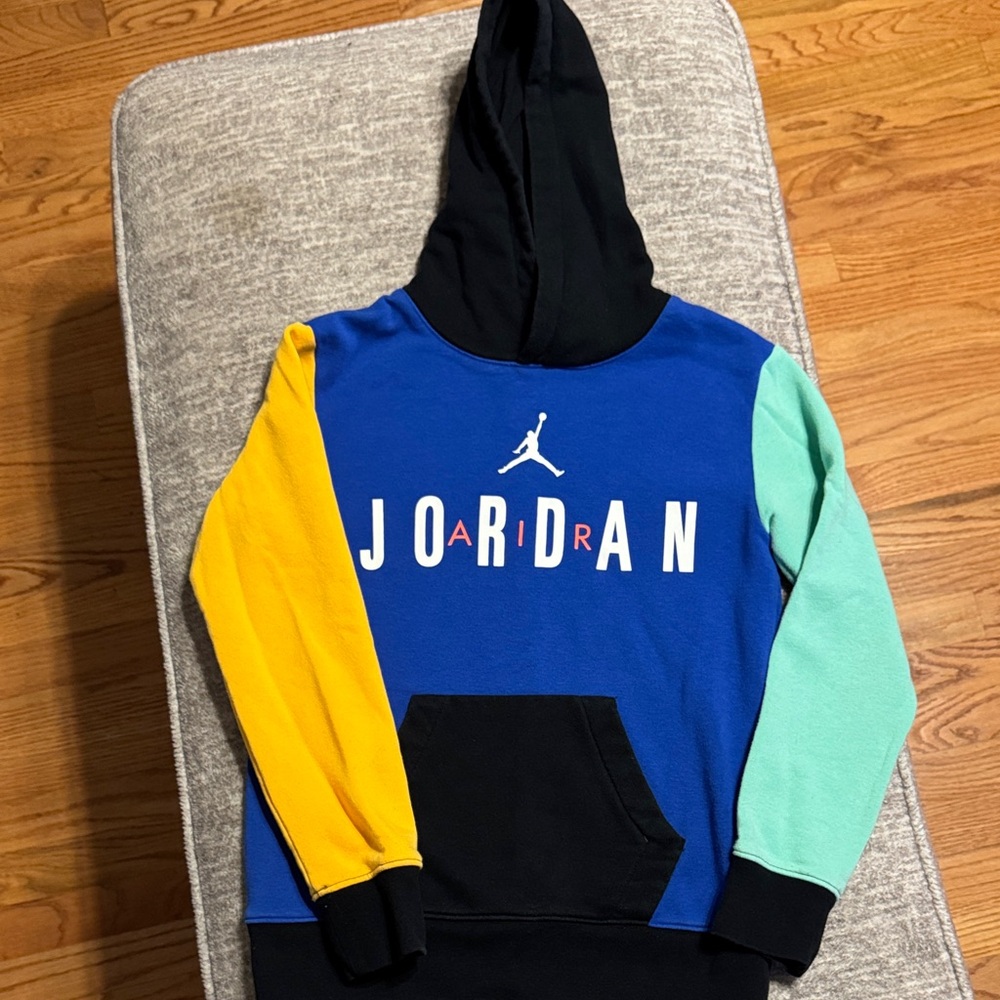 Air Jordan Youth Boys Hoodie Medium 10/12 Black Blue Yellow Green Nike